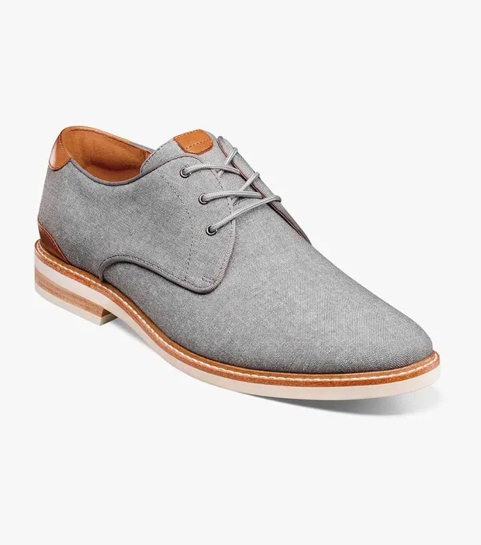 Men Highland Canvas Plain Toe Oxford Gray Florsheim Casual Shoes