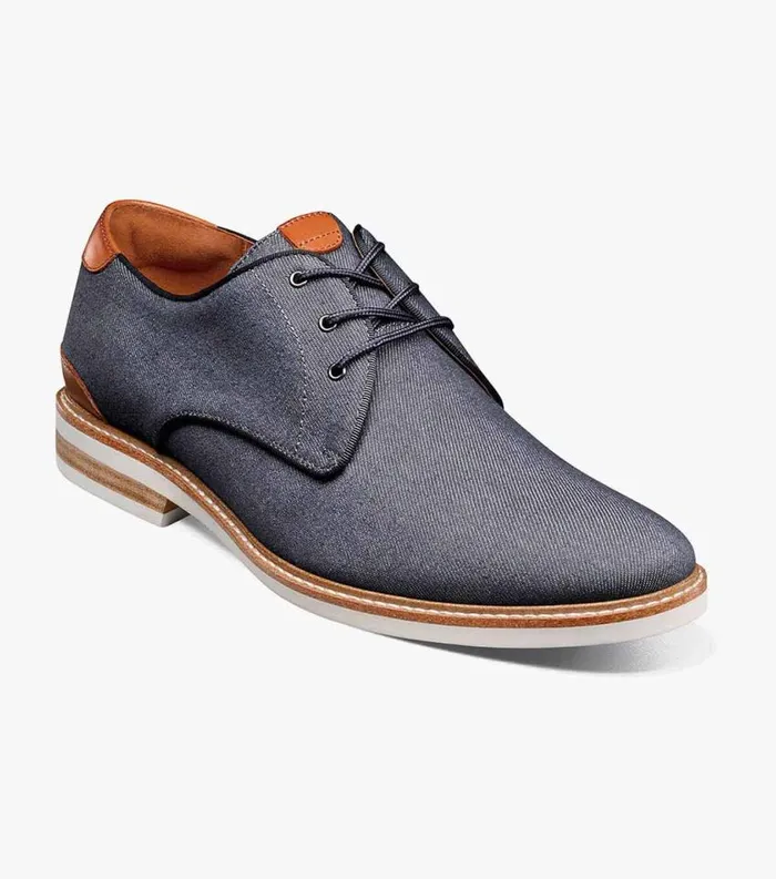 Men Highland Canvas Plain Toe Oxford Navy Florsheim Casual Shoes