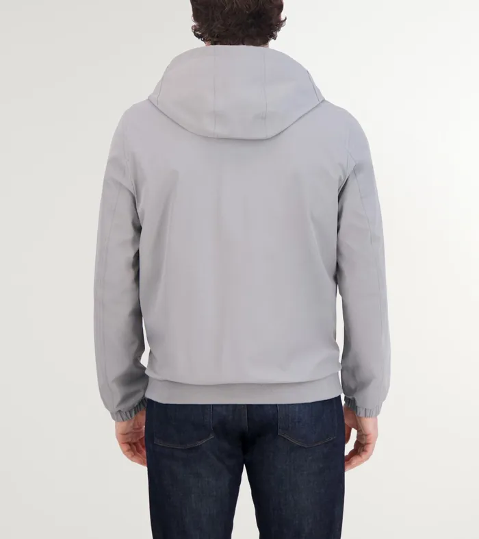 Men Hooded Jacket With Rib Hem Gray Cole Haan Outerwear