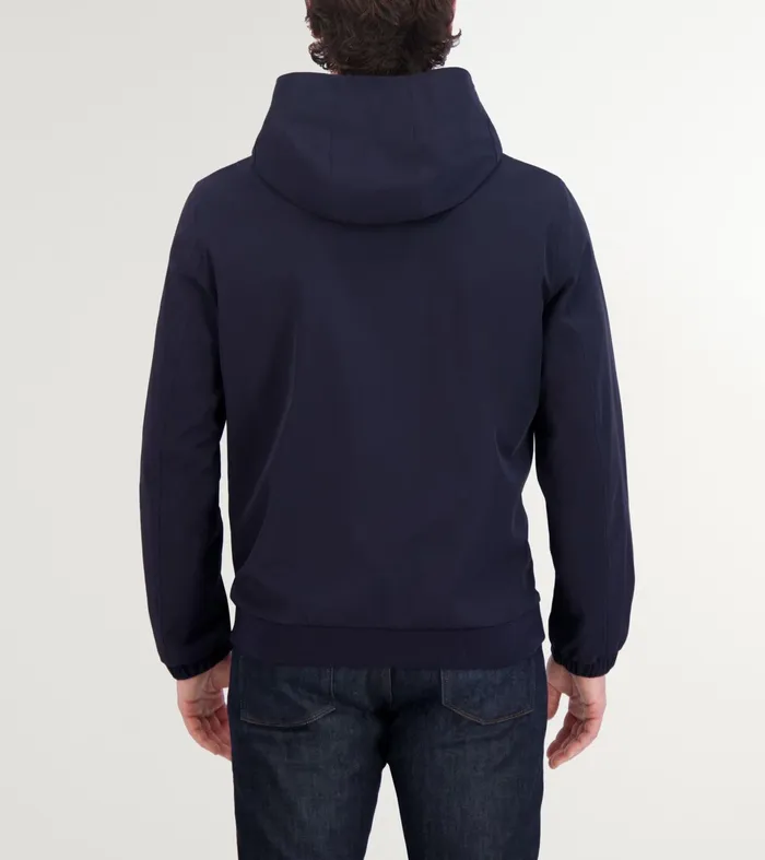 Men Hooded Jacket With Rib Hem Ink Cole Haan Outerwear