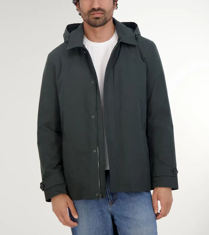 Men Hooded Rain Jacket Black Cole Haan Outerwear