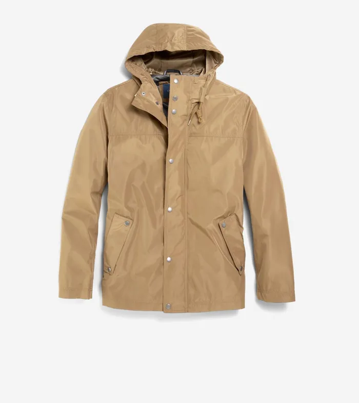 Men Hooded Rain Jacket Khaki Cole Haan Outerwear
