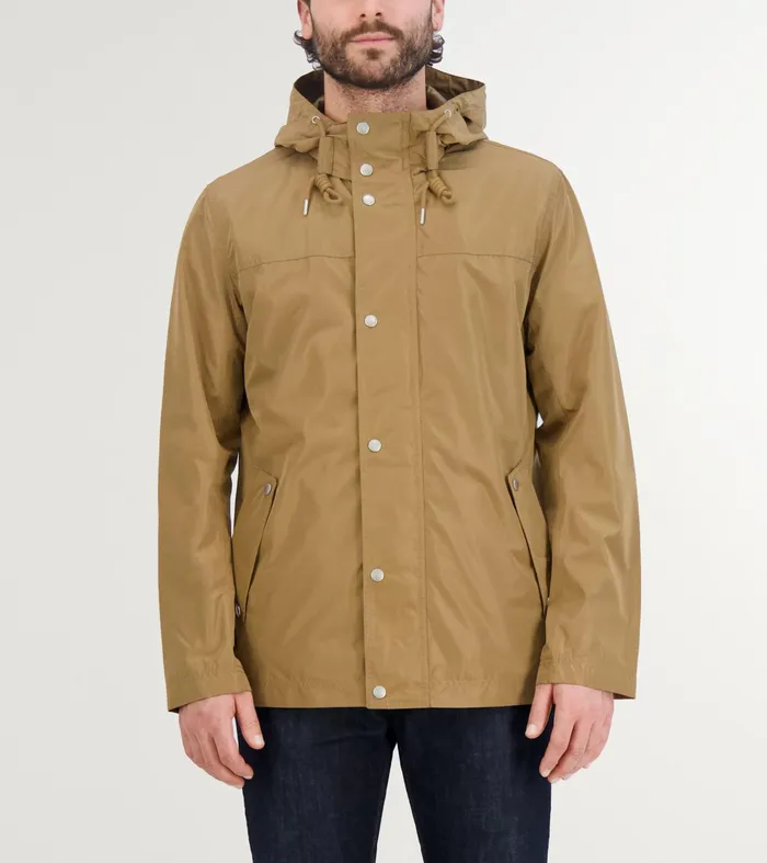 Men Hooded Rain Jacket Khaki Cole Haan Outerwear
