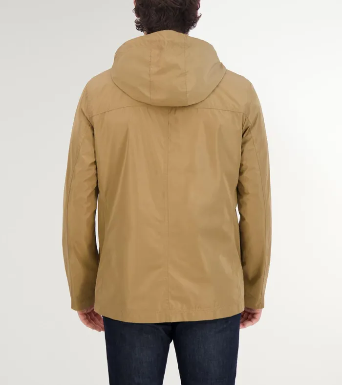 Men Hooded Rain Jacket Khaki Cole Haan Outerwear