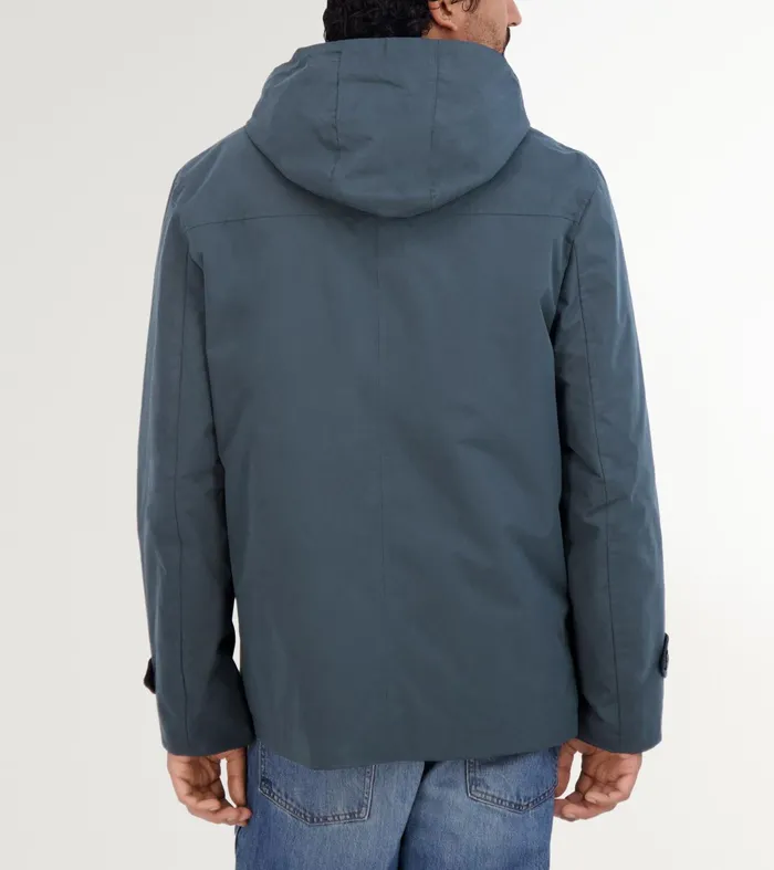 Men Hooded Rain Jacket Navy Cole Haan Outerwear