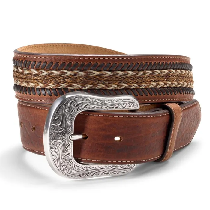 Men Horsehair Inlay Belt Brown Orvis Belts