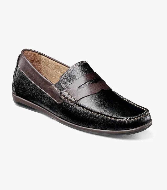 Men Intrepid Moc Toe Penny Driver Black Multi Florsheim Casual Shoes