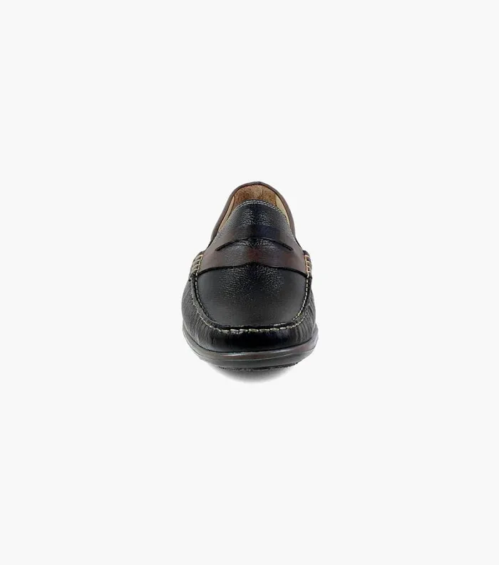 Men Intrepid Moc Toe Penny Driver Black Multi Florsheim Casual Shoes
