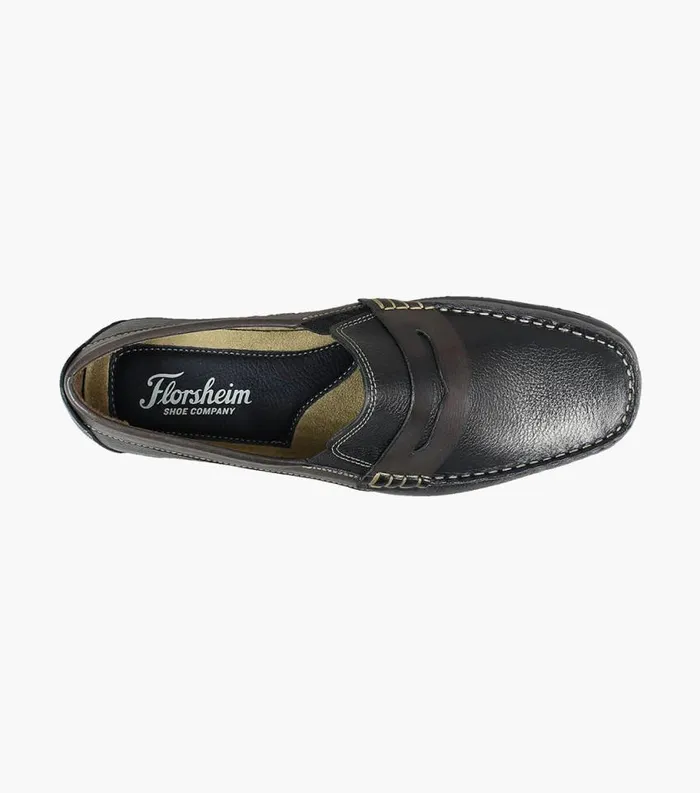 Men Intrepid Moc Toe Penny Driver Black Multi Florsheim Casual Shoes