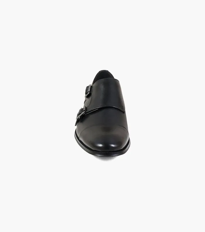 Men Jetson Cap Toe Monk Strap Black Florsheim Dress Shoes