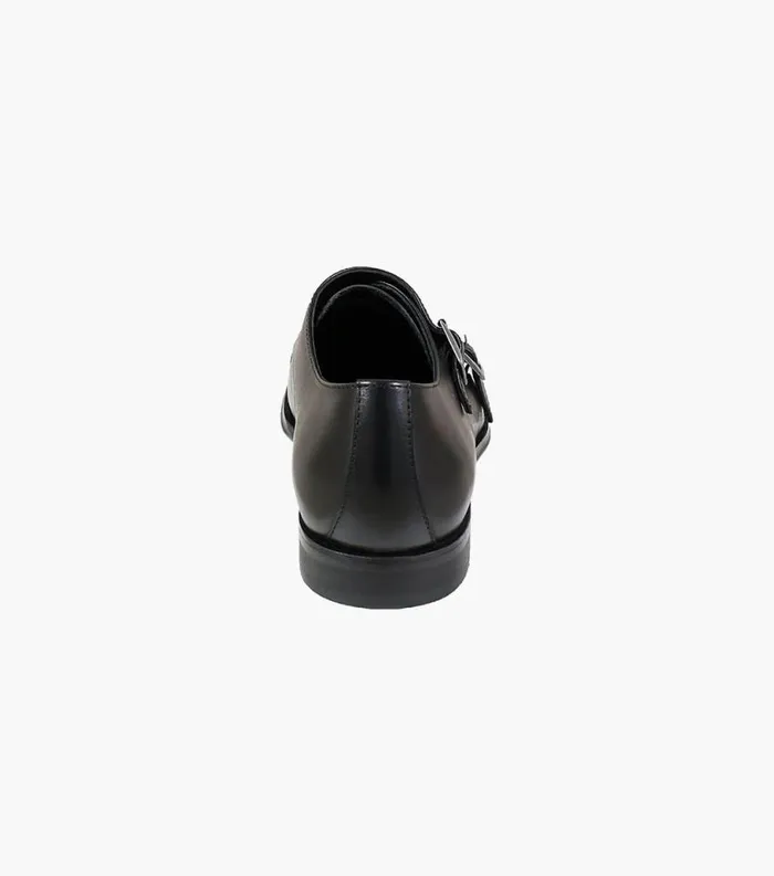 Men Jetson Cap Toe Monk Strap Black Florsheim Dress Shoes