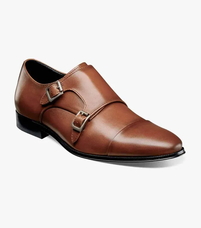 Men Jetson Cap Toe Monk Strap Cognac Florsheim Dress Shoes