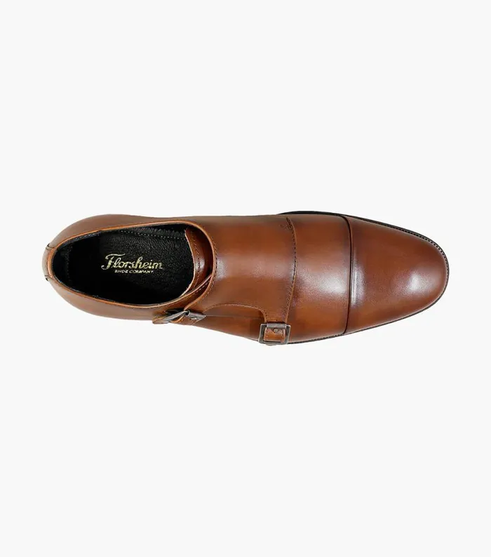 Men Jetson Cap Toe Monk Strap Cognac Florsheim Dress Shoes