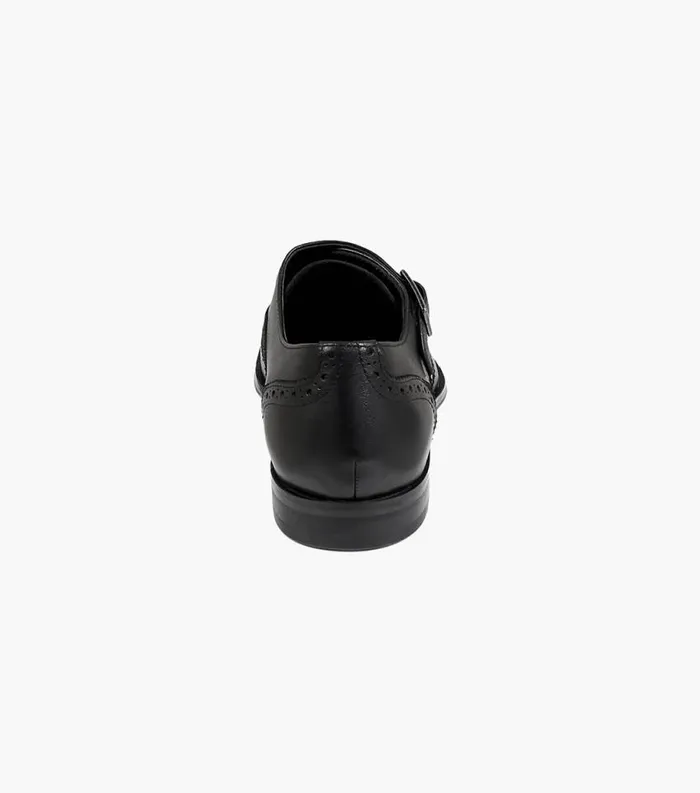 Men Jetson Wingtip Monk Strap Black Florsheim Dress Shoes