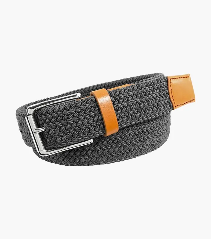 Men Koufax Woven Elastic Belt Gray Florsheim Belts and Suspenders