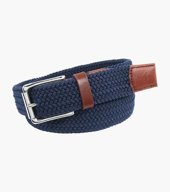 Men Koufax Woven Elastic Belt Navy Florsheim Belts and Suspenders