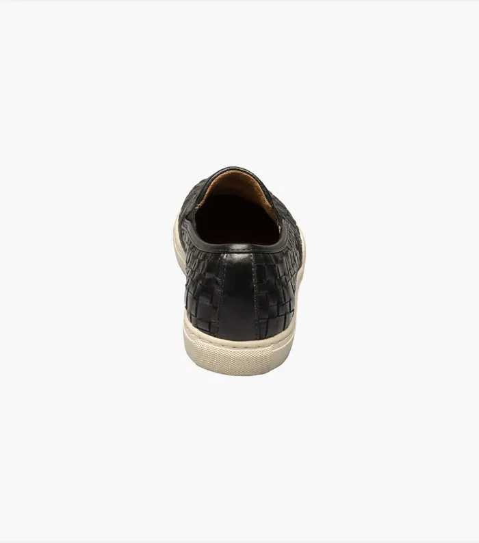Men Lattice Plain Toe Slip On Black Florsheim Casual Shoes