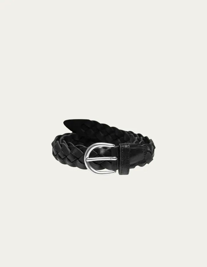 Men Les Deux Belts Victor Braided Belt 8211 BlackBlack