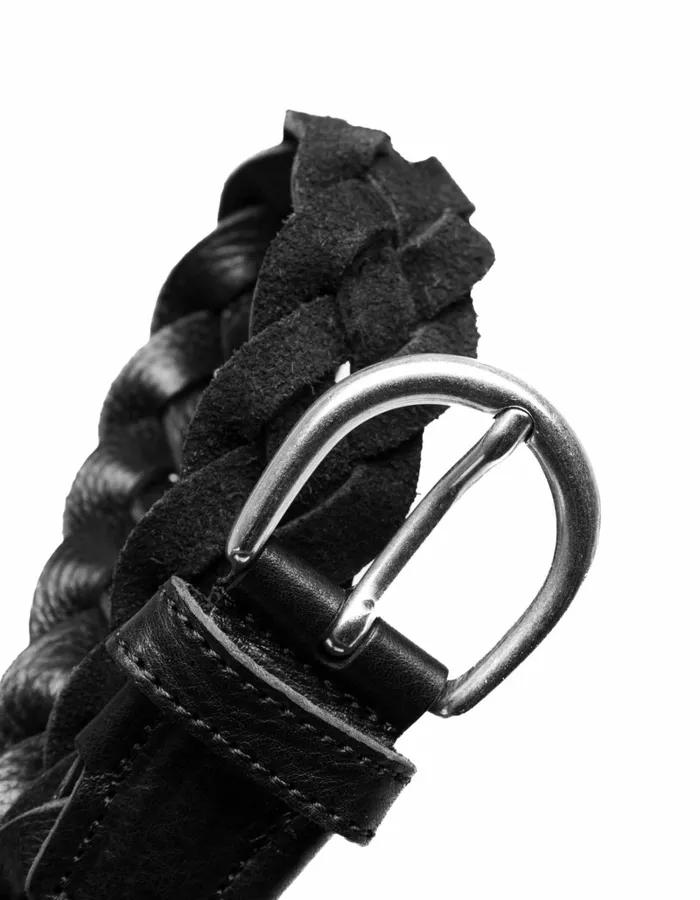Men Les Deux Belts Victor Braided Belt 8211 BlackBlack