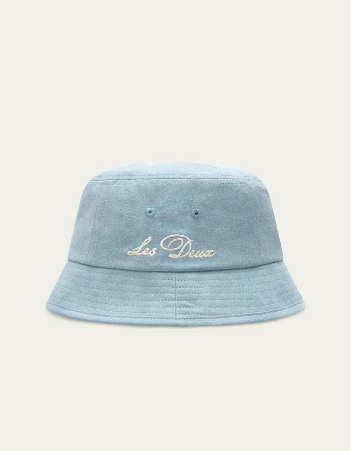 Men Les Deux CapsHats Washed Bucket Hat 8211 Washed Denim Blue