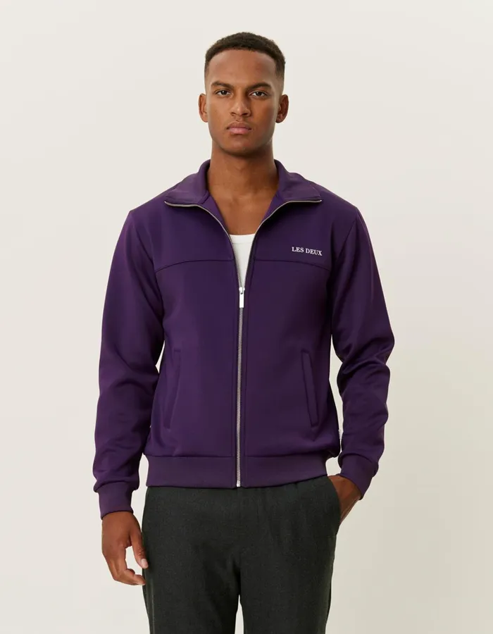 Men Les Deux HoodiesSweatshirts Ballier Track Jacket 8211 Blackberry