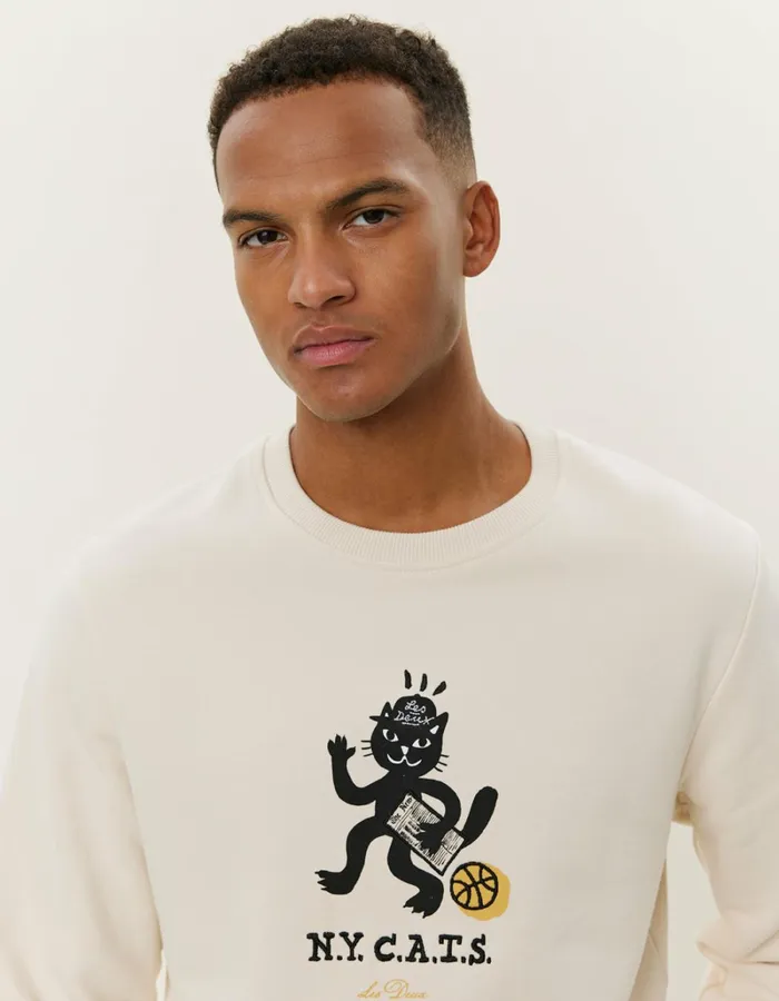 Men Les Deux HoodiesSweatshirts Bruno Cat Sweatshirt 8211 Ivory