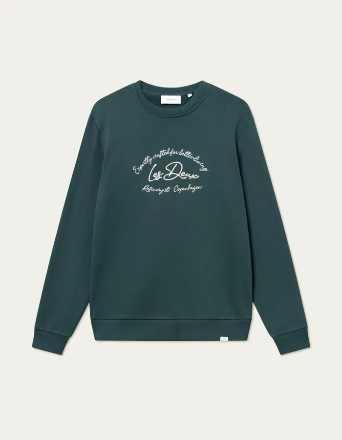 Men Les Deux HoodiesSweatshirts Camden Sweatshirt 8211 Pine GreenIvory