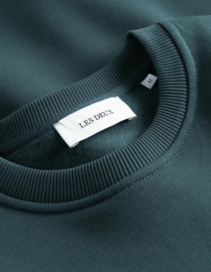Men Les Deux HoodiesSweatshirts Camden Sweatshirt 8211 Pine GreenIvory