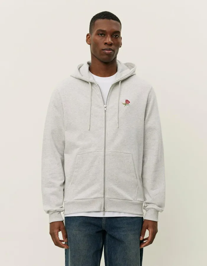 Men Les Deux HoodiesSweatshirts Clyde Zipper Hoodie 8211 Snow Melange