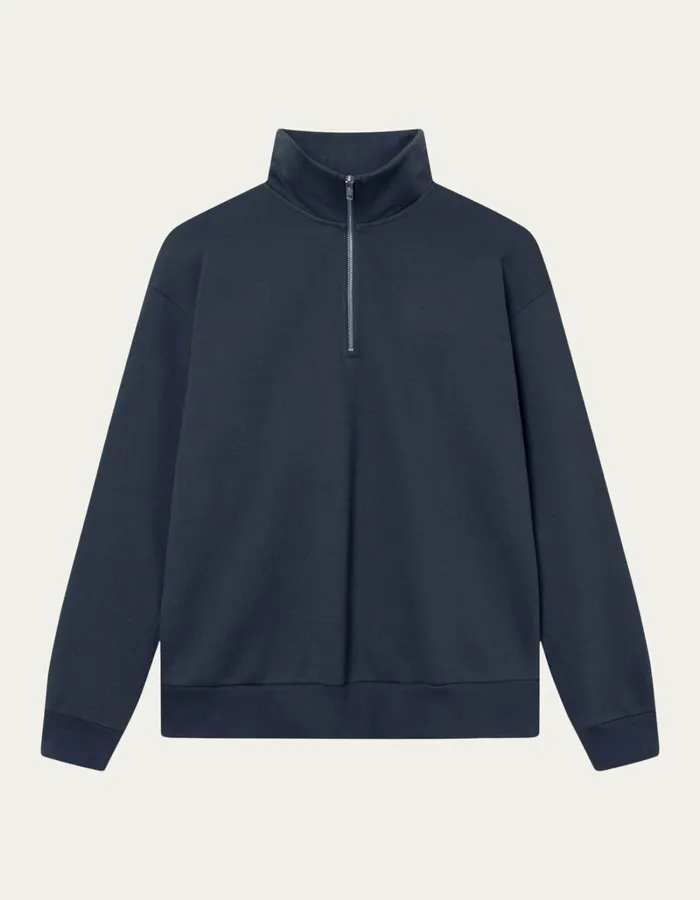 Men Les Deux HoodiesSweatshirts Crew HalfZip Sweatshirt 8211 Dark Navy