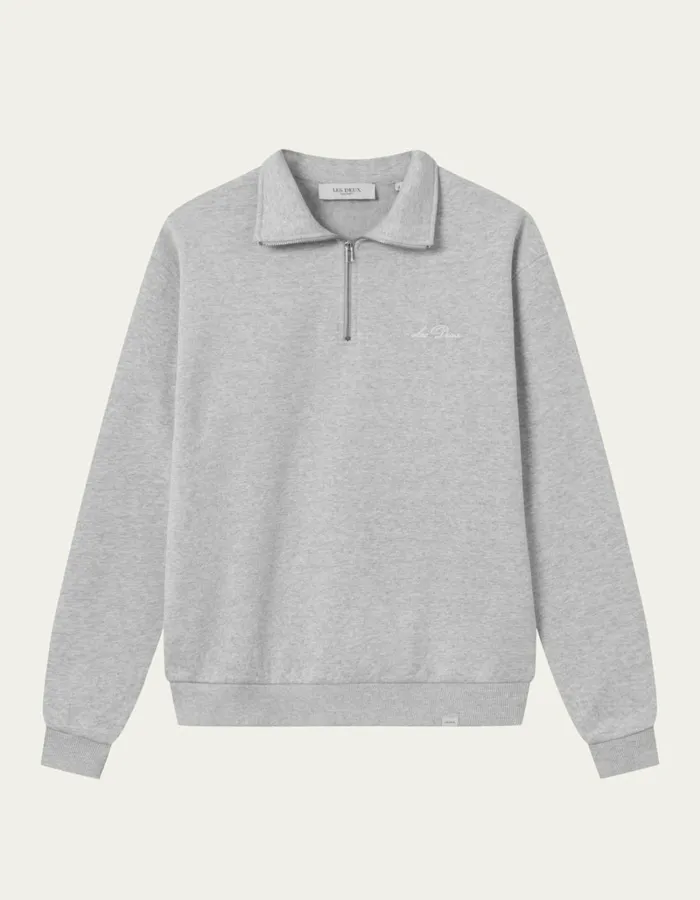 Men Les Deux HoodiesSweatshirts Crew HalfZip Sweatshirt 8211 Snow Melange