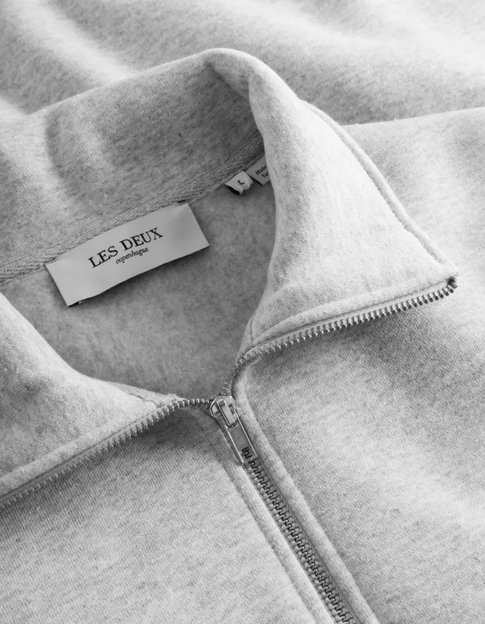 Men Les Deux HoodiesSweatshirts Crew HalfZip Sweatshirt 8211 Snow Melange