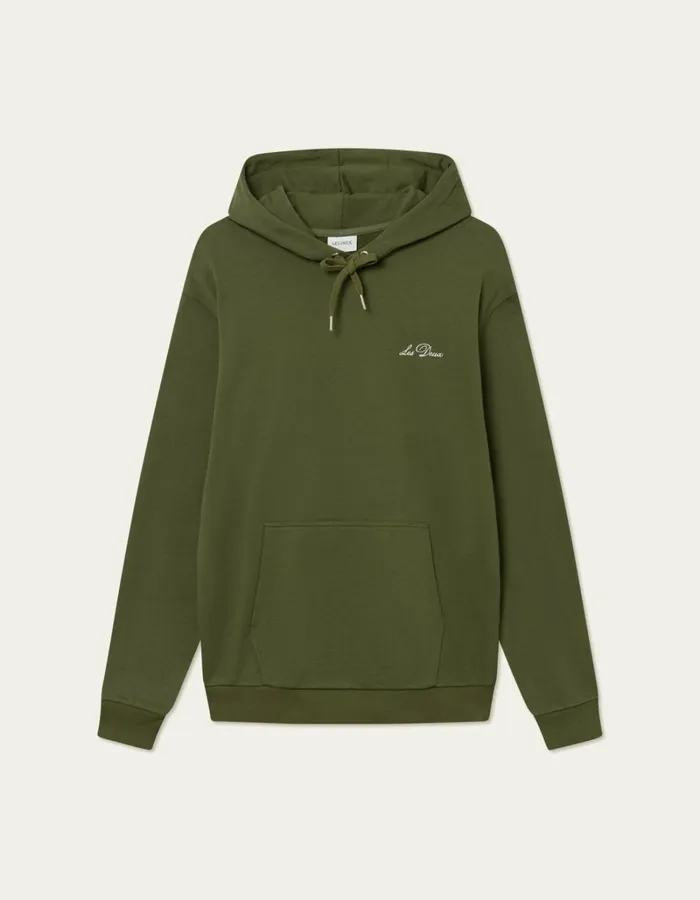 Men Les Deux HoodiesSweatshirts Crew Hoodie 8211 Chive GreenLight Ivory