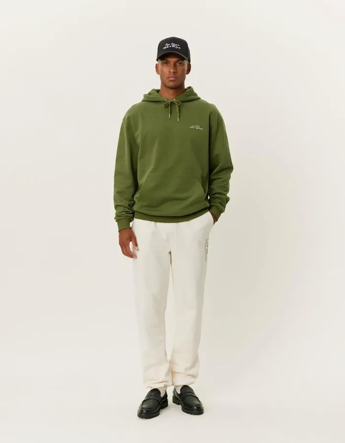 Men Les Deux HoodiesSweatshirts Crew Hoodie 8211 Chive GreenLight Ivory