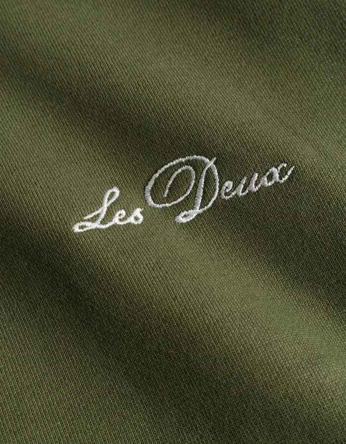 Men Les Deux HoodiesSweatshirts Crew Hoodie 8211 Chive GreenLight Ivory