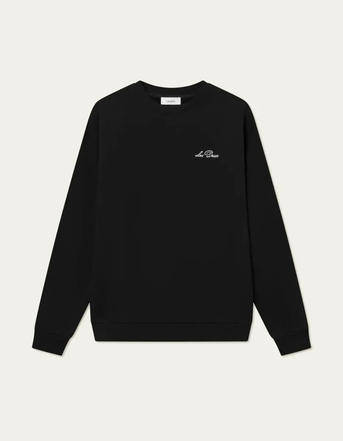Men Les Deux HoodiesSweatshirts Crew Sweatshirt 8211 BlackLight Ivory