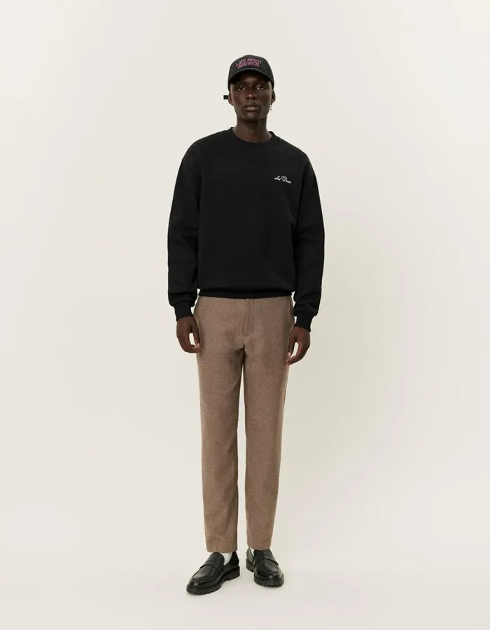 Men Les Deux HoodiesSweatshirts Crew Sweatshirt 8211 BlackLight Ivory