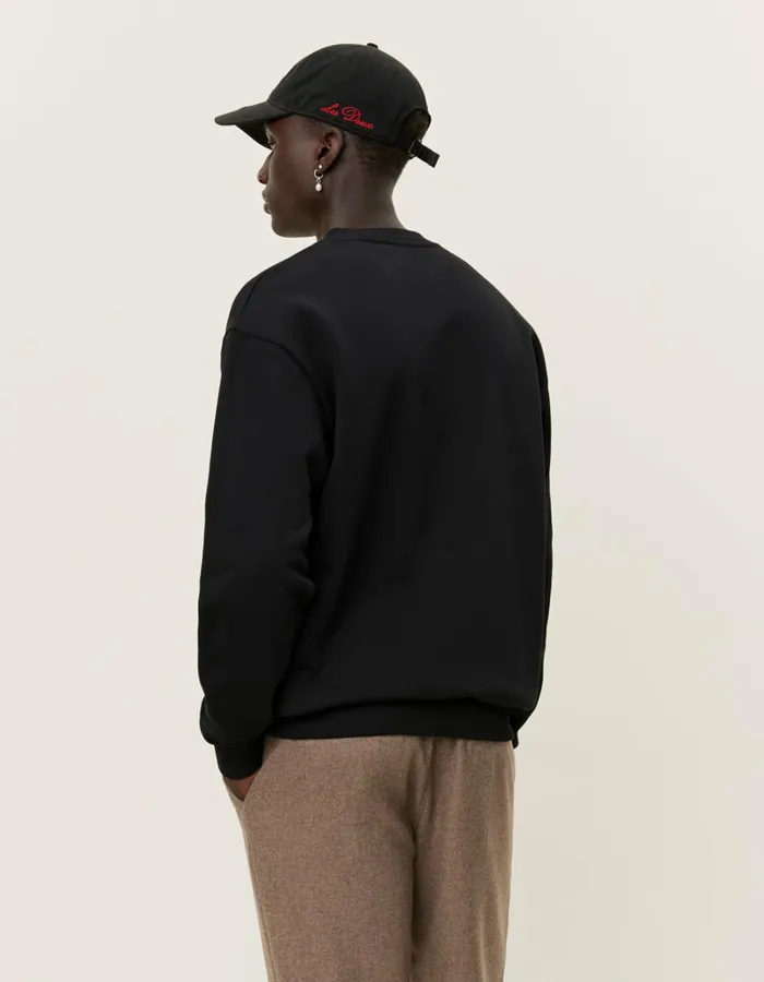 Men Les Deux HoodiesSweatshirts Crew Sweatshirt 8211 BlackLight Ivory