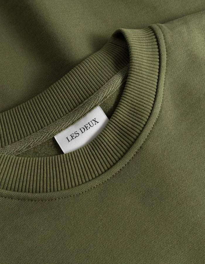 Men Les Deux HoodiesSweatshirts Crew Sweatshirt 8211 Chive GreenLight Ivory