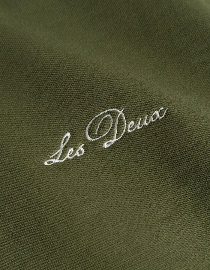 Men Les Deux HoodiesSweatshirts Crew Sweatshirt 8211 Chive GreenLight Ivory