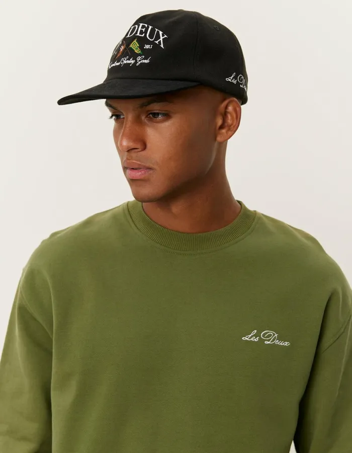 Men Les Deux HoodiesSweatshirts Crew Sweatshirt 8211 Chive GreenLight Ivory