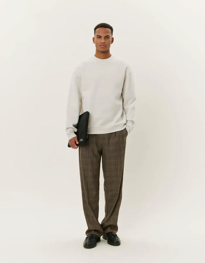 Men Les Deux HoodiesSweatshirts Crew Sweatshirt 8211 Snow Melange