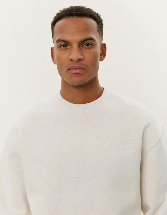 Men Les Deux HoodiesSweatshirts Crew Sweatshirt 8211 Snow Melange