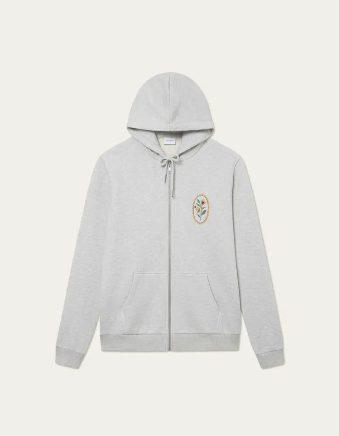 Men Les Deux HoodiesSweatshirts Geoffroy Zipper Hoodie 8211 Snow Melange