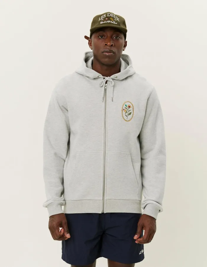 Men Les Deux HoodiesSweatshirts Geoffroy Zipper Hoodie 8211 Snow Melange