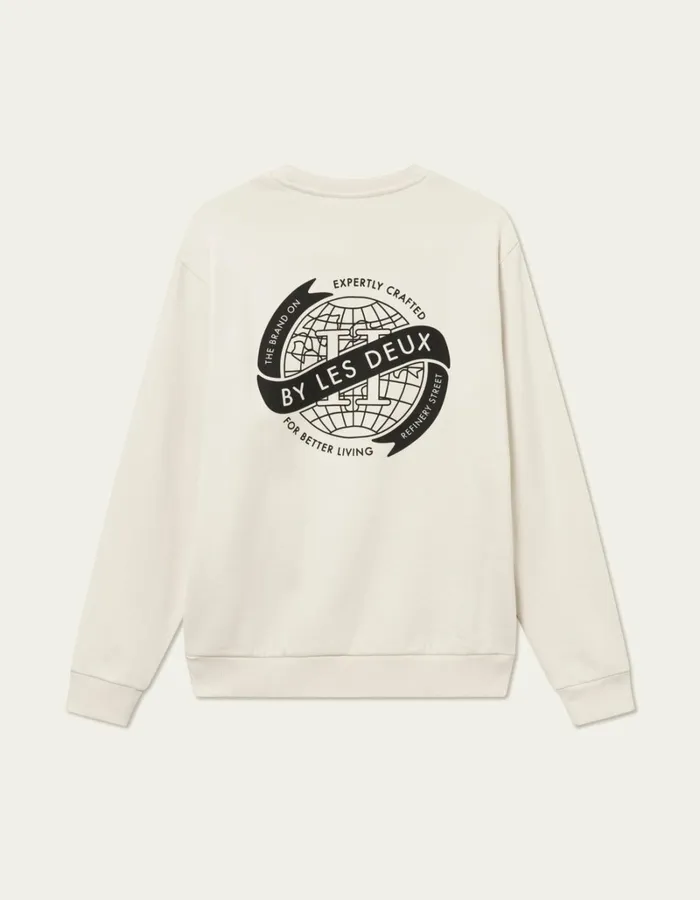 Men Les Deux HoodiesSweatshirts Globe Sweatshirt 8211 IvoryBlack