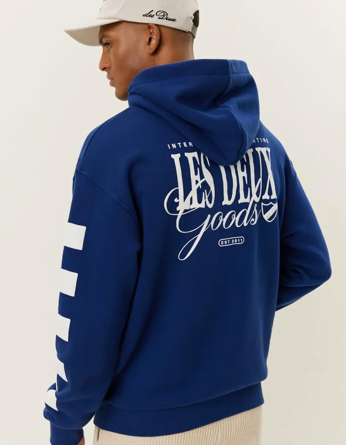 Men Les Deux HoodiesSweatshirts Goods Hoodie 8211 BlueprintWhite