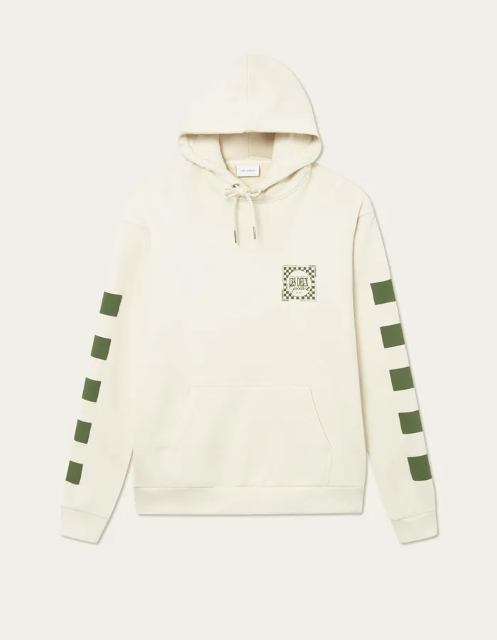 Men Les Deux HoodiesSweatshirts Goods Hoodie 8211 IvoryChive Green
