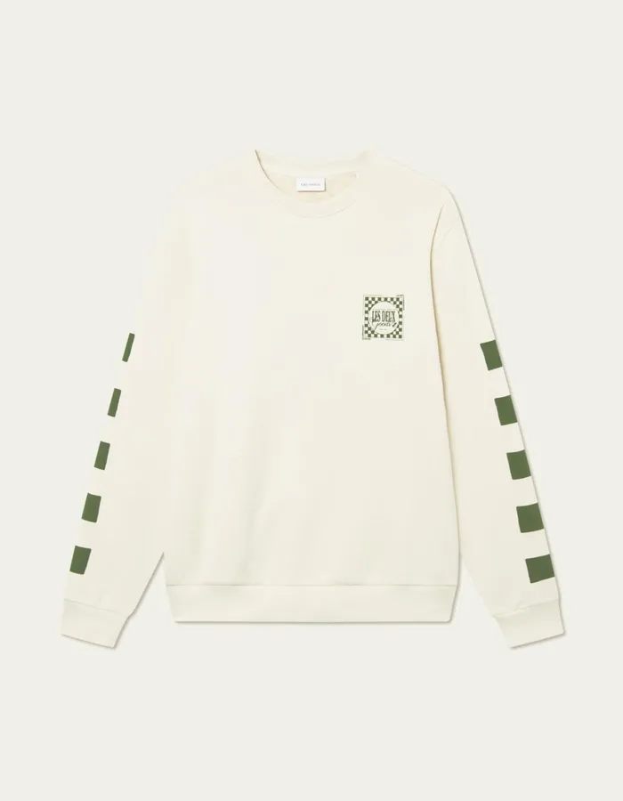 Men Les Deux HoodiesSweatshirts Goods Sweatshirt 8211 IvoryChive Green