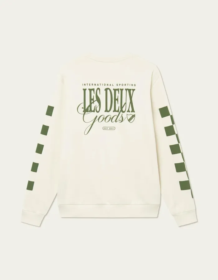 Men Les Deux HoodiesSweatshirts Goods Sweatshirt 8211 IvoryChive Green